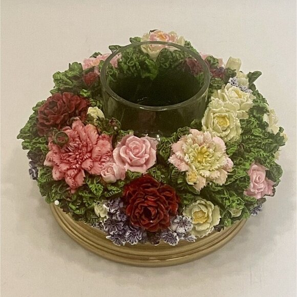 NIB 3D Floral Votive Candle Holder Resin Capodimonte Style God Religion Faith - Picture 3 of 10